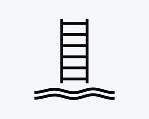 Embarkation Pilot Ladder Stairs Up Down Water Vessel Boat Black White Silhouette Sign Symbol Icon Clipart Graphic Artwork Pictogram Illustration Vector