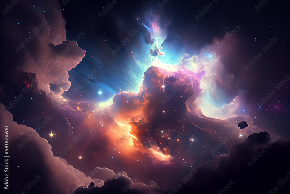 Wall mural space art nebula is a textured background inspired by the wonders of the sky and galaxy. featuring d