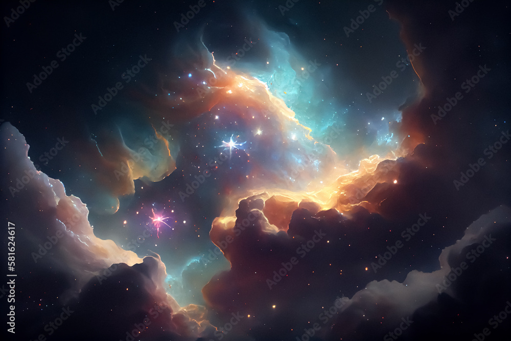 Wall mural space art nebula is a textured background inspired by the wonders of the sky and galaxy. featuring d