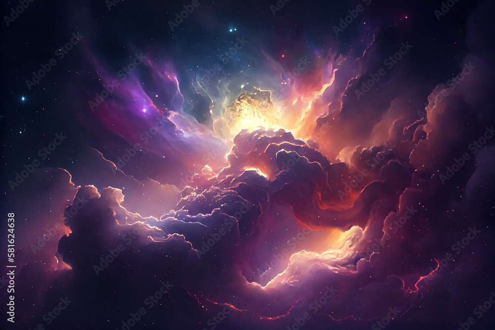 Wall mural space art nebula is a textured background inspired by the wonders of the sky and galaxy. featuring d
