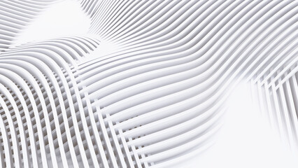 Abstract Curved Shapes. White Circular Background.