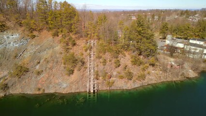 Aerial Drone video of iron ore quarry.