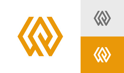 Letter WE or EW initial hexagon monogram logo design vector
