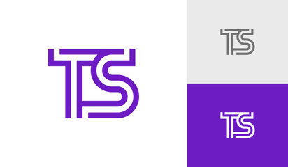 Letter TS initial monogram monoline logo design vector