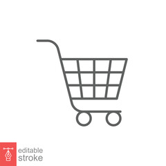 Shopping cart icon. Simple line style for web template and app. Shop, retail, trolley, basket, bag, store, online, buy, vector illustration design on white background. Editable stroke EPS 10.