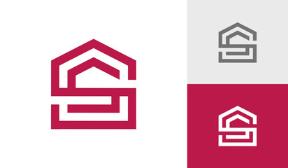 Letter SS initial monogram with house shape logo design vector