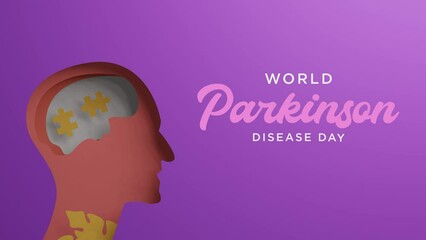 World Parkinson disease Day poster with silhouettes of human faces in paper cut and copy space. Alzheimer's Disease. mental health. brain cancer. down syndrome 3d render illustration.