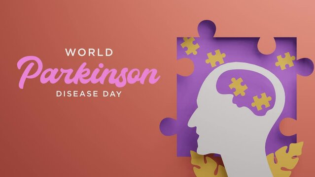 World Parkinson disease Day poster with silhouettes of human faces in paper cut and copy space. Alzheimer's Disease. mental health. brain cancer. down syndrome 3d render illustration.