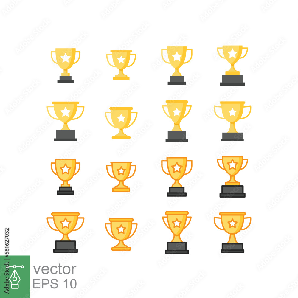 Poster cup trophy icon set. simple flat style for app and web design element. winner, champ, contest, won c