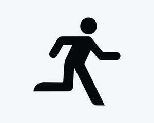 Fototapeta na wymiar Man Running Sprinting Stick Figure Run Sprint Jog Jogging Black and White Sign Symbol Icon Vector Graphic Clipart Illustration Artwork Pictogram