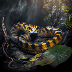 Fototapeta premium Snake : Tiger Snake. Generative AI