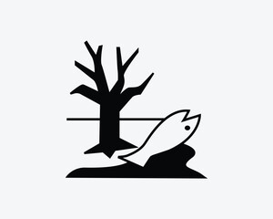 Pollution Icon Environmental Pollute Disaster Destruction Death Vector Black White Silhouette Symbol Sign Graphic Clipart Artwork Illustration Pictogram