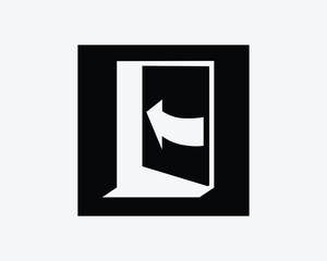 Push Door Open Left Side Opening Swing Signage Black White Silhouette Sign Symbol Icon Graphic Clipart Artwork Illustration Pictogram Vector 