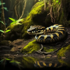 Obraz premium Snake : Tiger Snake. Generative AI