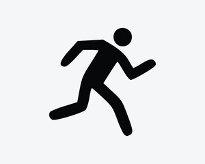 Fototapeta na wymiar Person Running Icon Run Sprint Sprinting Jog Jogging Athelete Vector Black White Silhouette Symbol Sign Graphic Clipart Artwork Illustration Pictogram