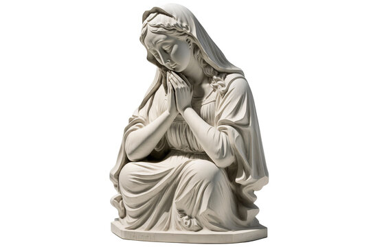 St. Mary in Prayer: A Beautiful Depiction on a White Background - Generative AI