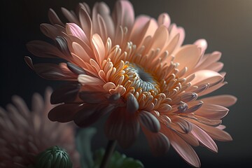 Chrysanthemum of delicate color, close-up of the flower, a celebration of spring. Chrysanthemum flower in bloom. generative ai	