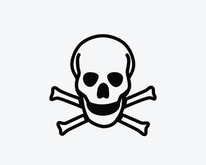 Skull Icon Death Poison Danger Pirate Cross Bone Dead Warning Vector Black White Silhouette Symbol Sign Graphic Clipart Artwork Illustration Pictogram