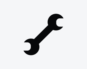 Spanner Wrench Icon Tool Repair Service Mechanic Construction Vector Black White Silhouette Symbol Sign Graphic Clipart Artwork Illustration Pictogram
