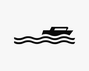 Speedboat Icon Motorboat Speed Motor Boat Ship Vessel Yacht Vector Black White Silhouette Symbol Sign Graphic Clipart Artwork Illustration Pictogram