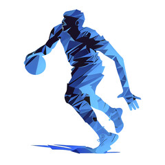 Fototapeta premium low poly silhouette illustration of basketball player, generative ai