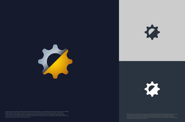 gear mechanism concept logo Template Design Vector