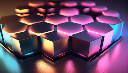 stack of metallic cubes on a dark background.generative ai