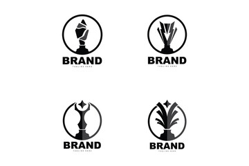 Trophy Logo Design, Award Winner Championship Trophy Vector, Success Brand