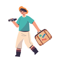 tourist man with binoculars