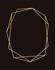 Simple vertical geometric gold frame border. Vector modern design template for wedding or birthday invitation, brochure, poster and business card