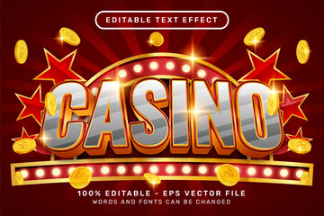 casino 3d text effect and editable text effect