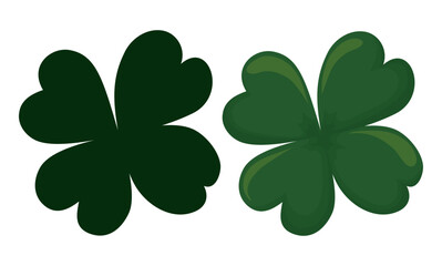 Fototapeta premium Shamrock variations in silhouette and cartoon style over white background, Vector illustration