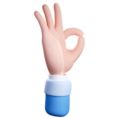 3D Illustration of Ok hand gesture, Concept of Work, Business and UI