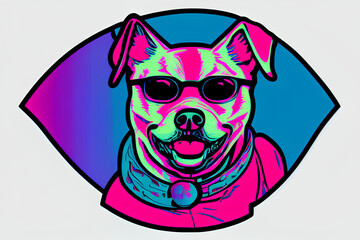ai-generated illustration of a cool dog wearing sunglasses