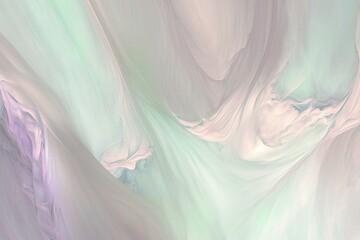 An ethereal, dreamy background featuring shades of pale pink and lavender, with wispy ribbons of aqua and seafoam green. Generative AI