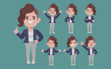 Office worker with different poses 