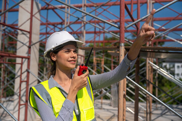 engineer Inspect construction sites for commercial and industrial buildings, real estate projects with civil engineers.