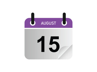 15th August calendar icon. August 15 calendar Date Month icon vector illustrator.