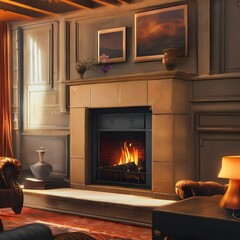 A living room with a cozy fireplace3, Generative AI