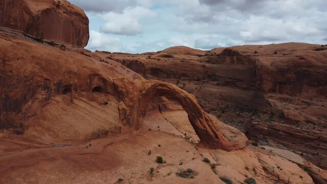 Corona Arches National Park In Moab, Grand County, Utah, United States. Aerial Drone Shot