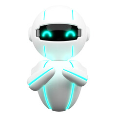 Friendly Cute robot with hand up hello, chatbot mascot, AI, Artificial intelligence, virtual smart assistant bot icon, customer support chat bot, innovation and technology concept. 3d rendering