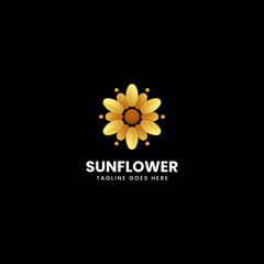 Vector Logo Illustration Sunflower Gradient Colorful Style.