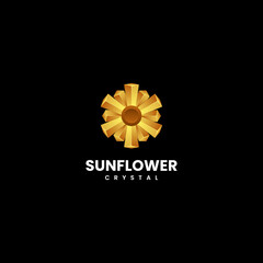 Vector Logo Illustration Sunflower Gradient Colorful Style.