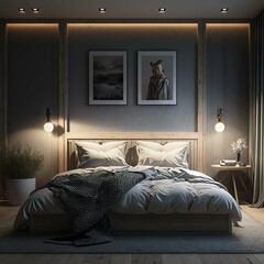 bedroom in hotel Generative AI