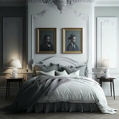 bedroom with bed Generative AI