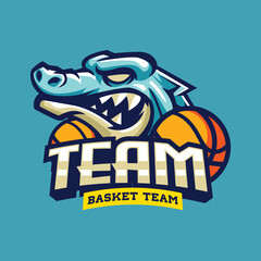 Vector illustration of Crocodile mascot for basketball team logo