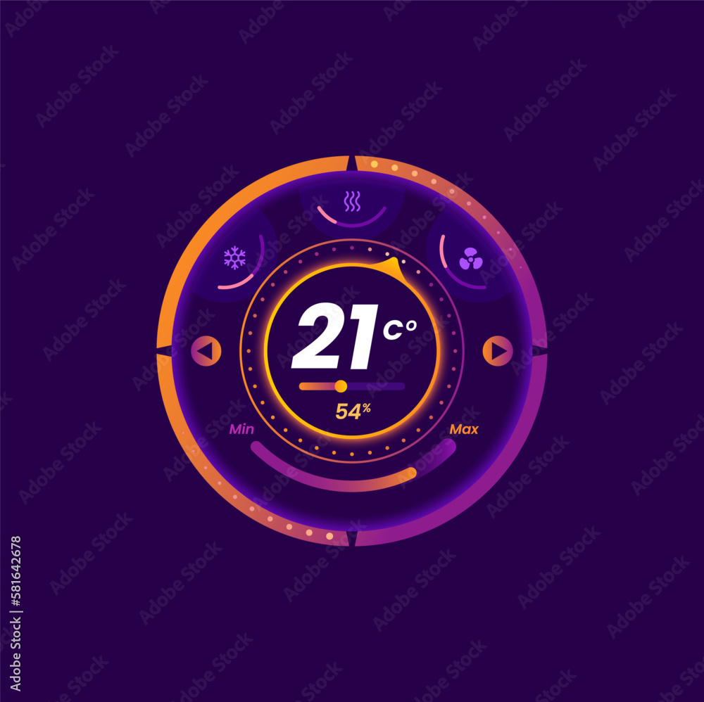 Poster thermostat or temperature regulator smart digital dial, vector thermometer control. home weather air