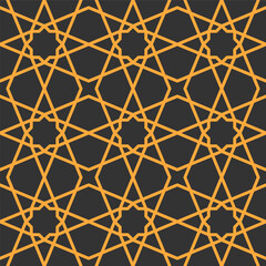 Fototapeta premium Mashrabiya arabesque pattern, seamless Arabic Islamic ornament, vector background. Mashrabiya or Muslim mosaic geometric motif, arabesque pattern tile with Arabian or Turkish mosque wall lattice