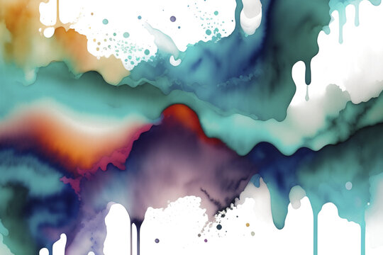 Background of an abstract mix color watercolor spill.