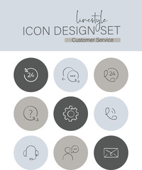 Linestyle Icon Design Set Customer Service